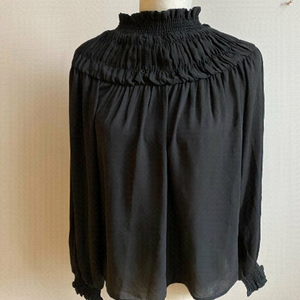 CHELSEA28 BNWT Black Sz XSmall Blouse Mock Neck Ruffles Long Sleeve